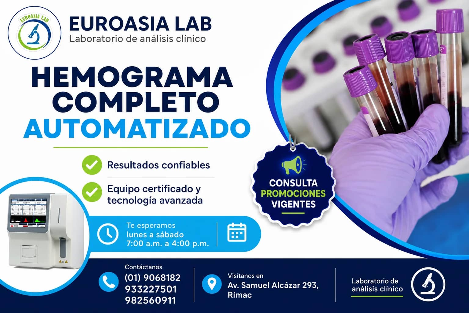 Anuncio de Euroasia Lab: Hemograma completo automatizado